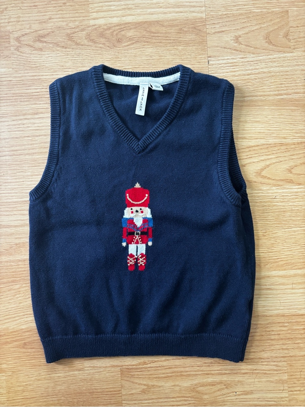 Janie and Jack nutcracker sweater vest holiday sz 6 Christmas cotton navy ballet